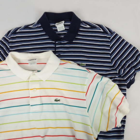 Lacoste Other - Lacoste Polo Shirts x2 Size 6 Rainbow Striped